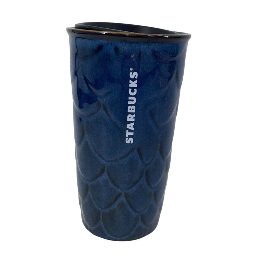 Starbucks original tumbler blue decorative scalloped ceramic 10 oz